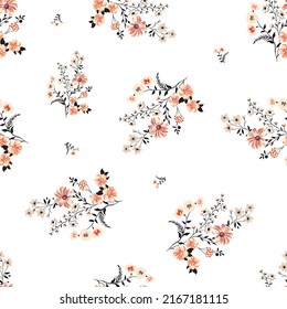 cute small flower seamless pattern on white background