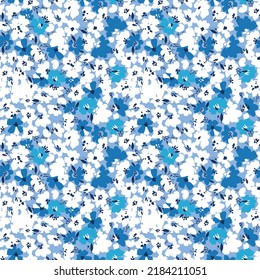 cute small flower seamless pattern on blue background