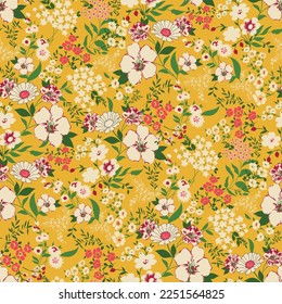 cute small flower seamless pattern on muster background