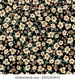 cute small flower seamless pattern on black background