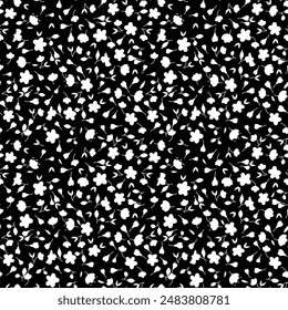 cute small flower seamless pattern on black background