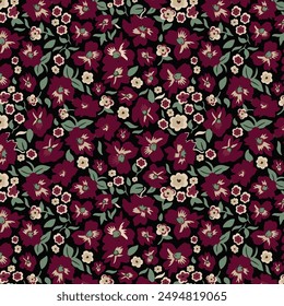 cute small flower seamless pattern on dark background