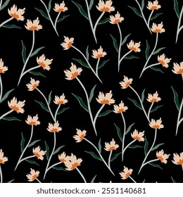 cute small flower seamless pattern on black background