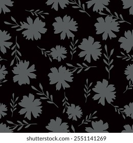 cute small flower seamless pattern on black background