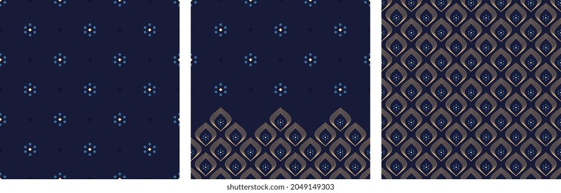 Cute small flowers abstract line shapes geometric motif simple paisley pattern continuous background. Modern geo ditsy floral fabric design textile swatch ladies dress, silk scarf all over print block svg