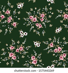 cute small flowers bunches with green background