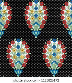 cute small flowers bunches pattern on black background