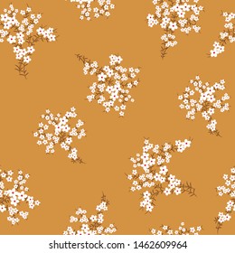 cute small flowers bunches pattern on yellow background