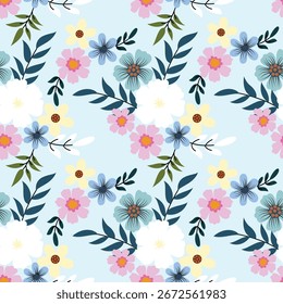 Nette kleine Blumen Design auf Vintage Farbe nahtlose Muster. Dieses Muster kann für Stoff Textil Tapete Geschenkpapier Hintergrund verwendet werden.