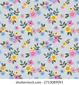 Lindo patrón sin fisuras de flores Pequeñas y hojas para el Fondo de pantalla de papel de envoltura de regalo de impresión de diseño de moda textil.