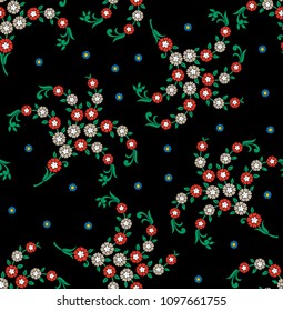 cute small flowers pattern on black background