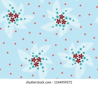 cute small flowers pattern on blue background