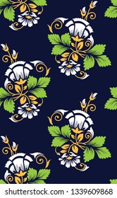 cute small flowers pattern on navy background