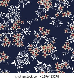 cute small flowers pattern on navy background