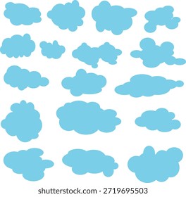 Coleção de nuvens de cúmulo fofo pequeno bonito, isolado no fundo transparente, ilustração vetorial para o tempo e design do céu