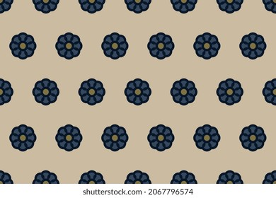 Cute small geo flowers motif basic flowery pattern abstract simple silhouettes geometric continuous background. Modern geo ditsy floral fabric design ladies dress textile swatch all over print block.