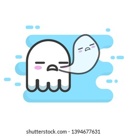 Cute small ghost dying and give out another ghost