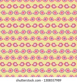 Cute, small hand drawn organic shapes repeat in horizontal rows in this seamless pattern. Vector design in Spring colors, great for fashion, textiles, home decor, stationery items and scrapbooking.
