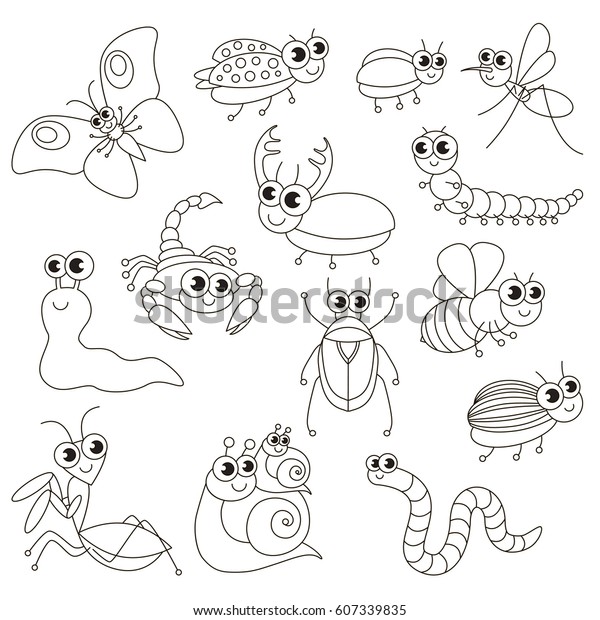 de mignons petits insectes se colorent image vectorielle stock libre droits 607339835 coloriage spiderman facile a imprimer