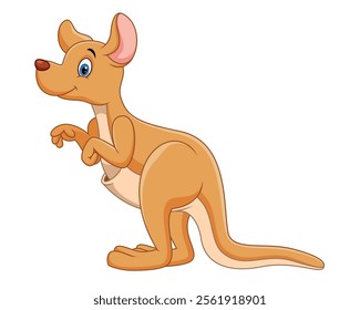 Cute small kangaroo cartoon isolated on white background vector illustration