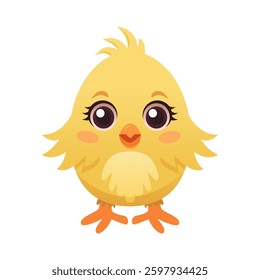 Cute small Kawaii chick. Childish design. Happy Easter. Flat vector illustration happy Chick.