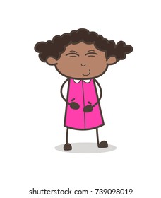 Cute Small Kid Girl Smiling Face Vector