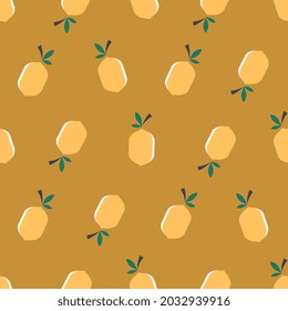 Cute small lemons abstract shapes geometric motif pattern continuous background. Modern fabric design textile swatch all over print block. Polka dot style geometrical yellow wallpaper, packaging, wrap