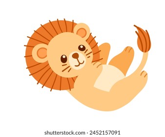 Cute small lion cartoon animal design vector illustration isolated on white background