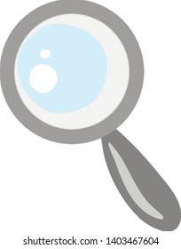 A cute small magnifying glass in grey colour , vector, color drawing or illustration.