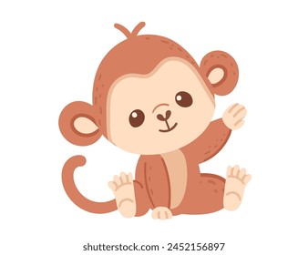 Cute small monkey cartoon animal design vector illustration isolated on white background