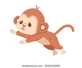 Cute small monkey cartoon animal design vector illustration isolated on white background