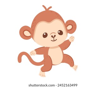Cute small monkey cartoon animal design vector illustration isolated on white background