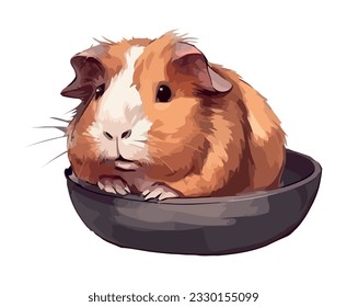 Cute small pets, guinea pig icon isolated