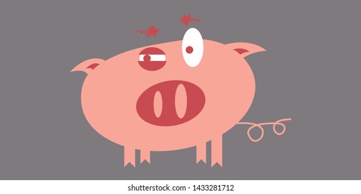 cute and small pink cartoon pig