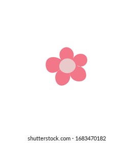 Cute small pink flower flat vector illustration isolated on a white background.