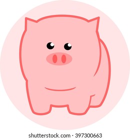 Cute small pink pig icon vector