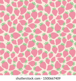Cute small pink strawberry seamless pattern sweet fruit texture background