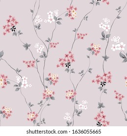 cute small pink vector flowers pattern on pink background