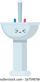 Cute small sink, illustration, vector on white background.