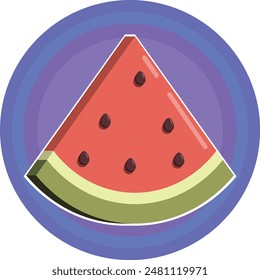 Cute, small slice of watermelon on purple background.