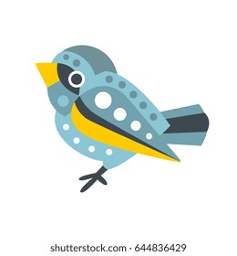 Cute small sparrow bird colorful cartoon character vector Illustration