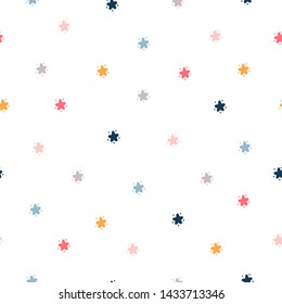 Cute Small Stars Vector Seamless Childish Pattern. Starry Space Sky Festive Wallpaper. Vector Holiday or Birthday Background