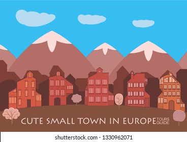 Cute small town in Europe, sky, clouds, apartments, buildings, skyline travel
