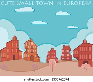 Cute small town in Europe, sky, clouds, apartments, buildings, skyline travel