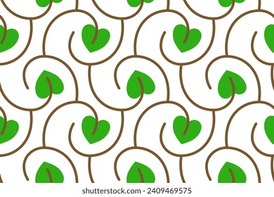 Cute small vine leaves seamless pattern foliage background fresh lime green color juicy design. Ornamental style all over geometric vector block print, fabric, textile, diet healty food packaging.