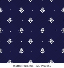 Cute small white flowers abstract seamless pattern with geometric shapes background