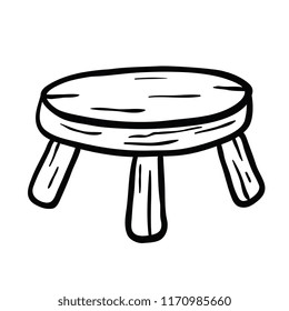 cute small wooden stool cartoon illustration doodle isolated on white