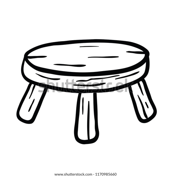 Cute Small Wooden Stool Cartoon Illustration Stock Vector (royalty Free 