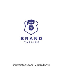 Cute Smart Bear Logo Design. Fun Bear Wearing Graduation Hat Logo Design.