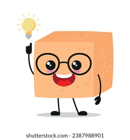 Cute smart brown sugar character. Funny ingredient got inspiration idea cartoon emoticon in flat style. closet vector illustration